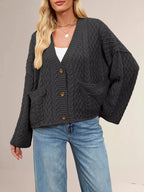 Cable Knit Button-down Cardigan (4)