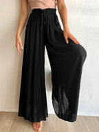 Drawstring Wide Leg Pants Pockets (6)