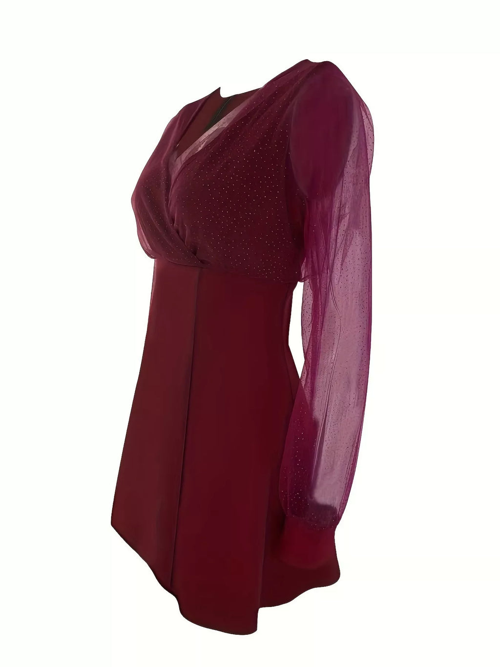 Glitter Mesh Long Sleeve Mini Dress (6)