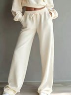 Round Neck Cropped Sweatshirt Wide-leg Pants (6)