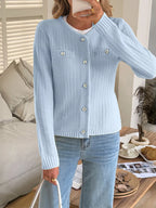 Button-front Ribbed Long Sleeve Cardigan (6)