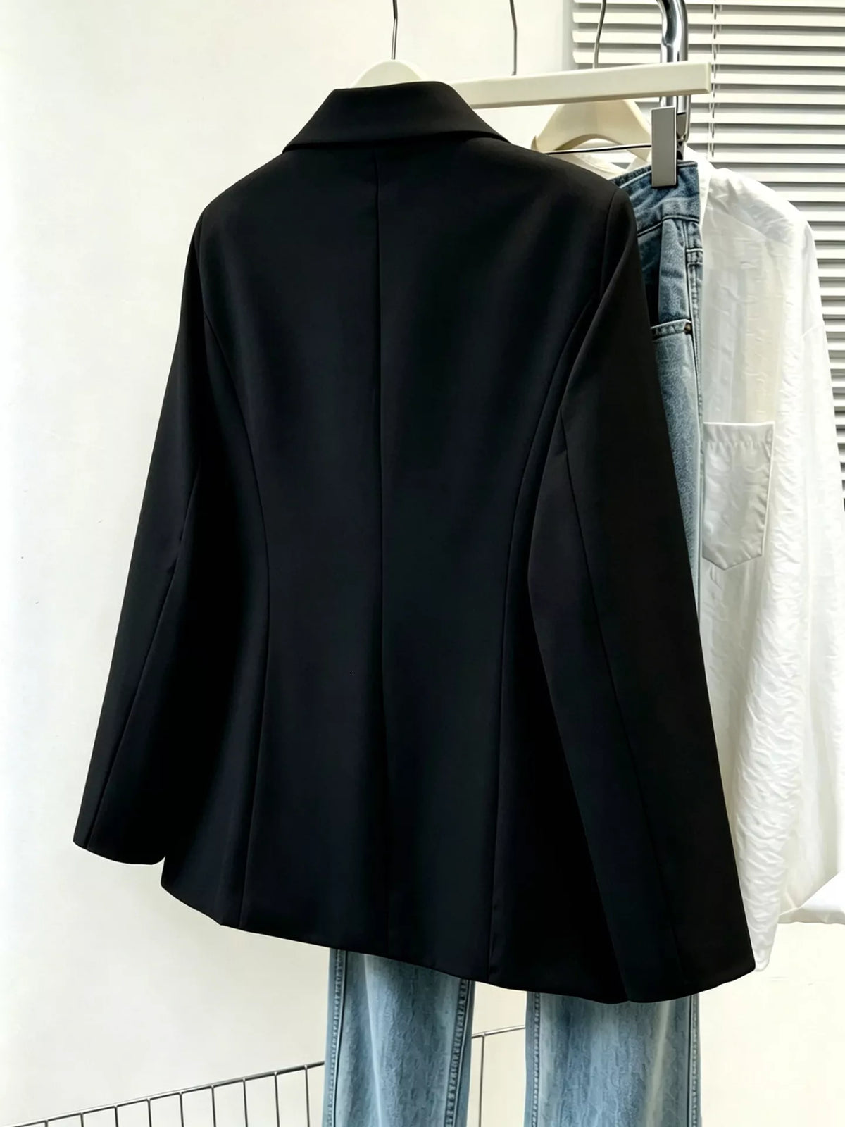 Full Size Single-breasted Lapel Collar Blazer Plus (11)