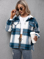 Plaid Long Sleeve Shirt Jacket (3)