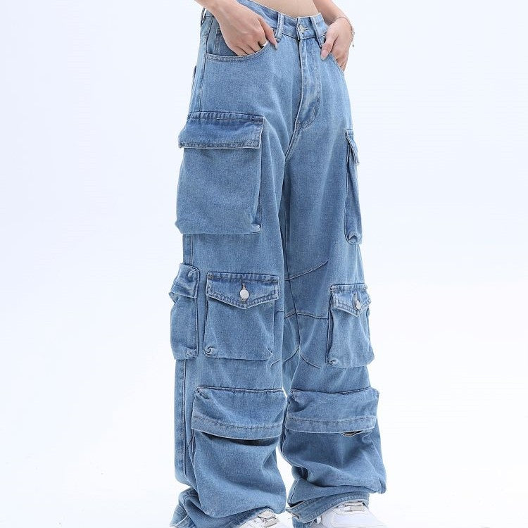 American High Street Multi-pocket Washed Baggy Jeans photo 1