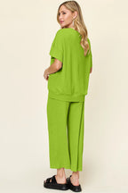 Round Neck Short Sleeve Wide Leg Pants (3)