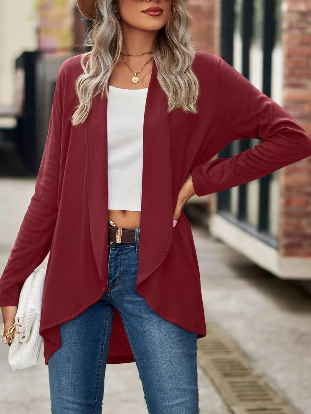 Open-front Dropped Shoulder Cardigan (22)