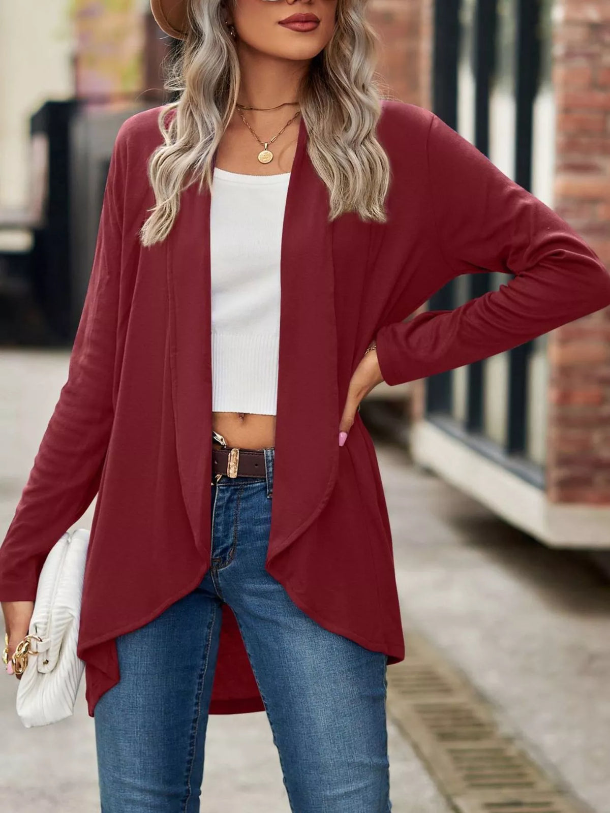 Open-front Dropped Shoulder Cardigan (22)