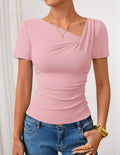 Asymmetrical Neckline Fitted T-shirt