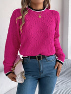 Contrast Trim Round Neck Sweater (6)