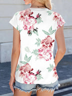 Printed Round Neck Cap Sleeve Top (4)