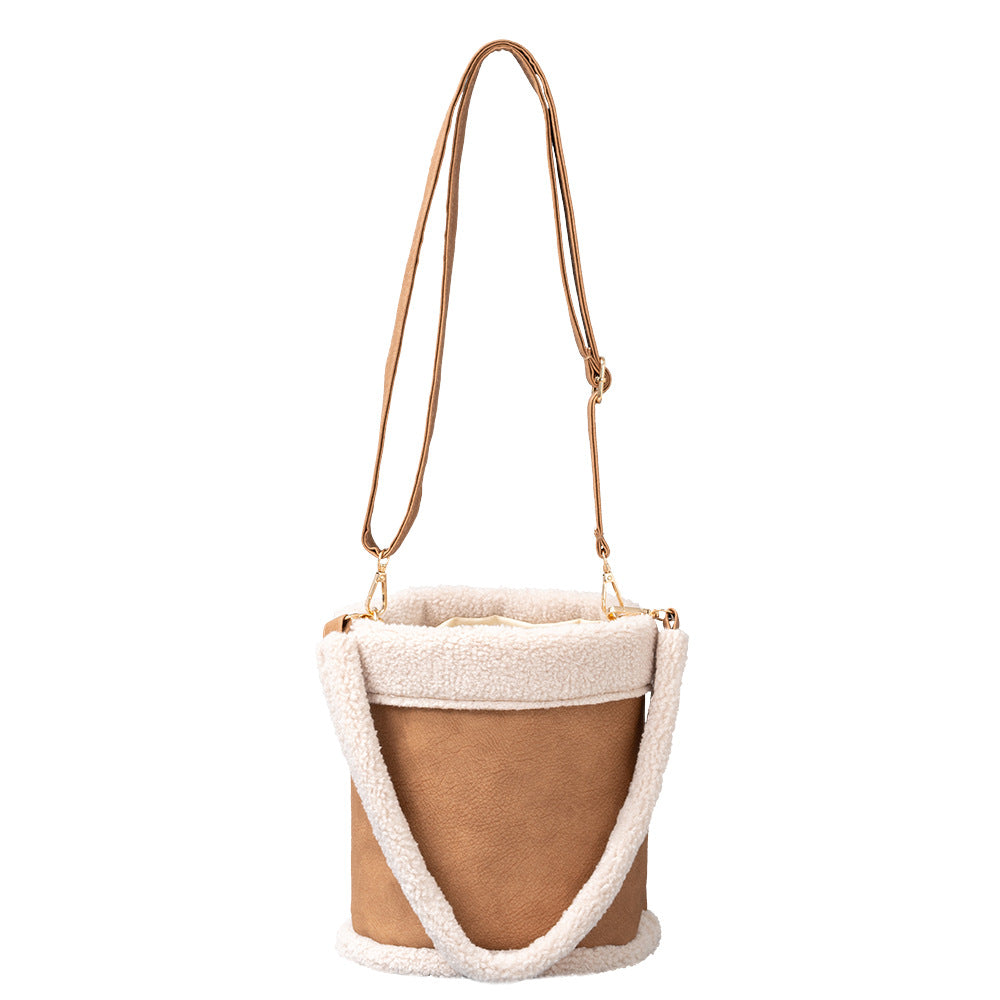 Autumn Winter Plush Pu Leather Bucket Bag photo 2