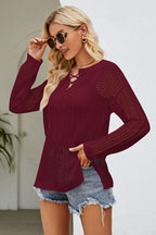 Lace-up Slit Knit Top (8)