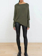 Full Size Boat Neck Batwing Sleeve Knit Top (15)