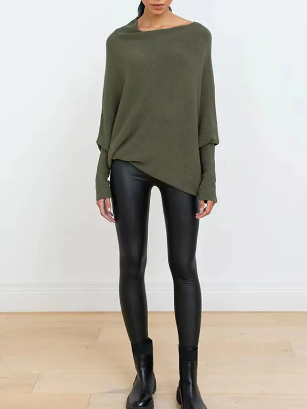 Full Size Boat Neck Batwing Sleeve Knit Top (15)