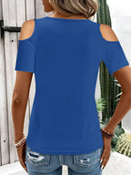 Cold Shoulder T-shirt Metal Ring Detail (9)