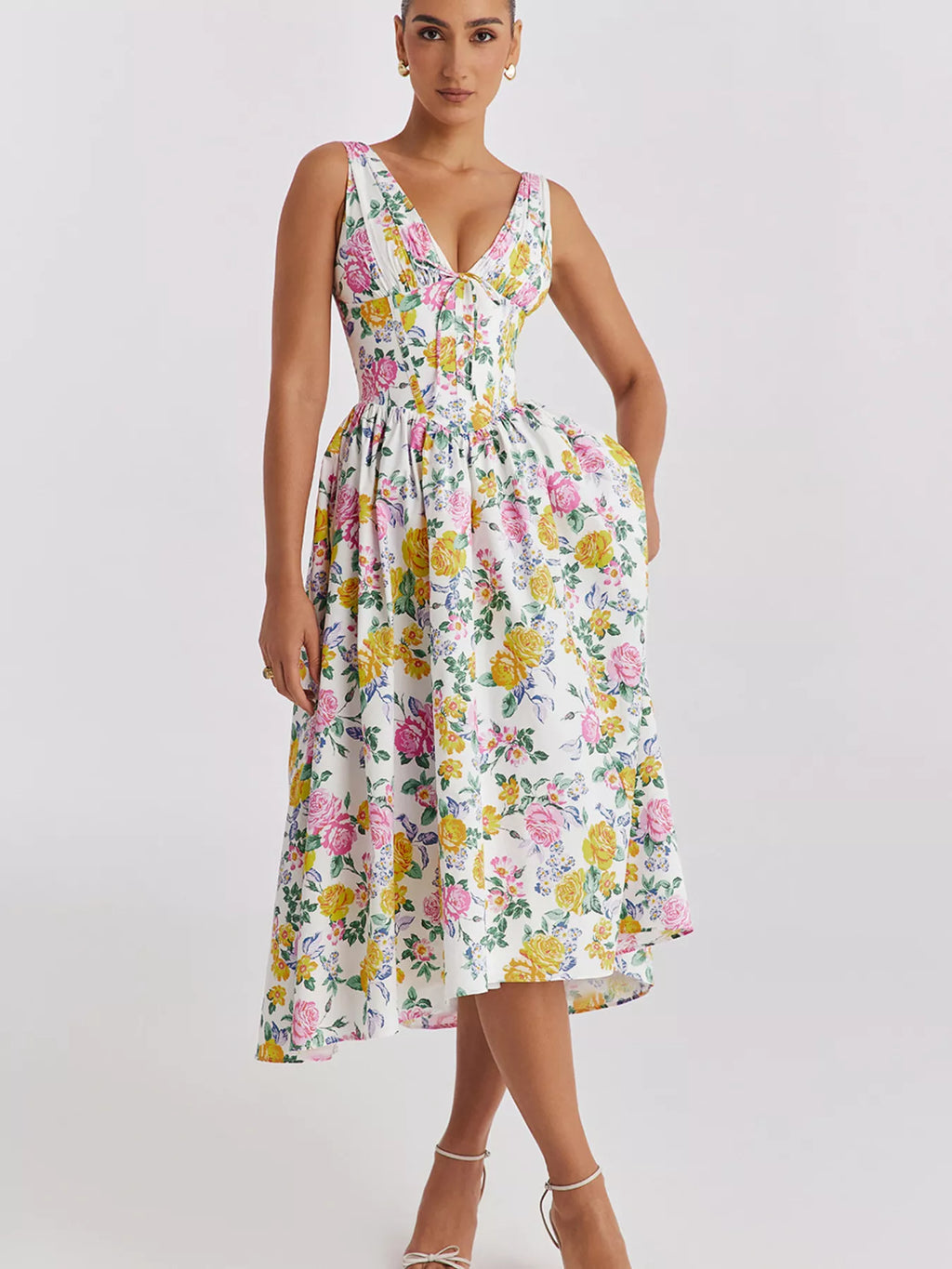 V-neck Sleeveless Midi Dress (4)