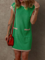 Round Neck Cap Sleeve Mini Dress (26)
