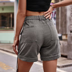 High Waist Denim Cargo Shorts (15)