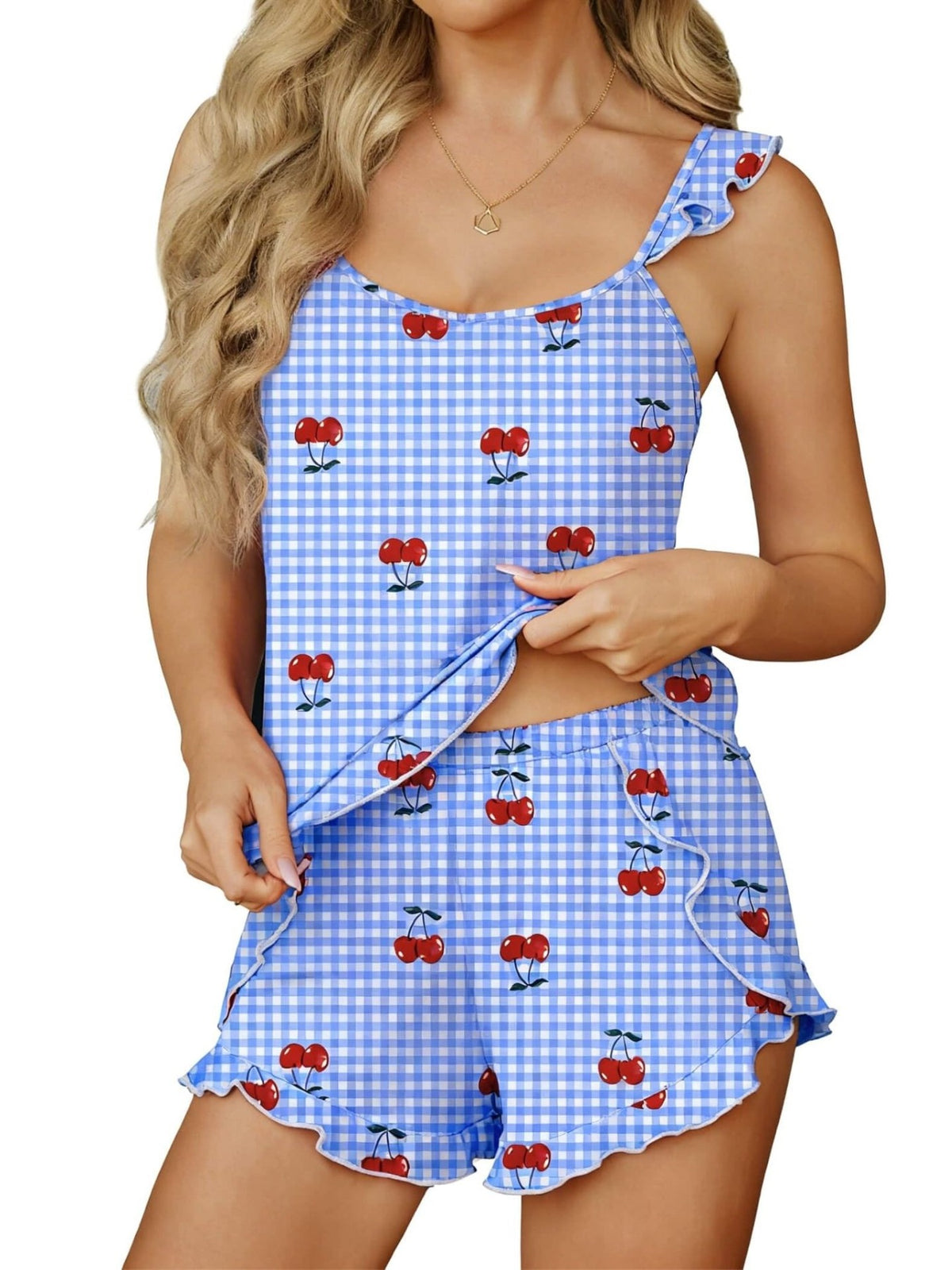 Ruffled Printed Cami Shorts Set (6)