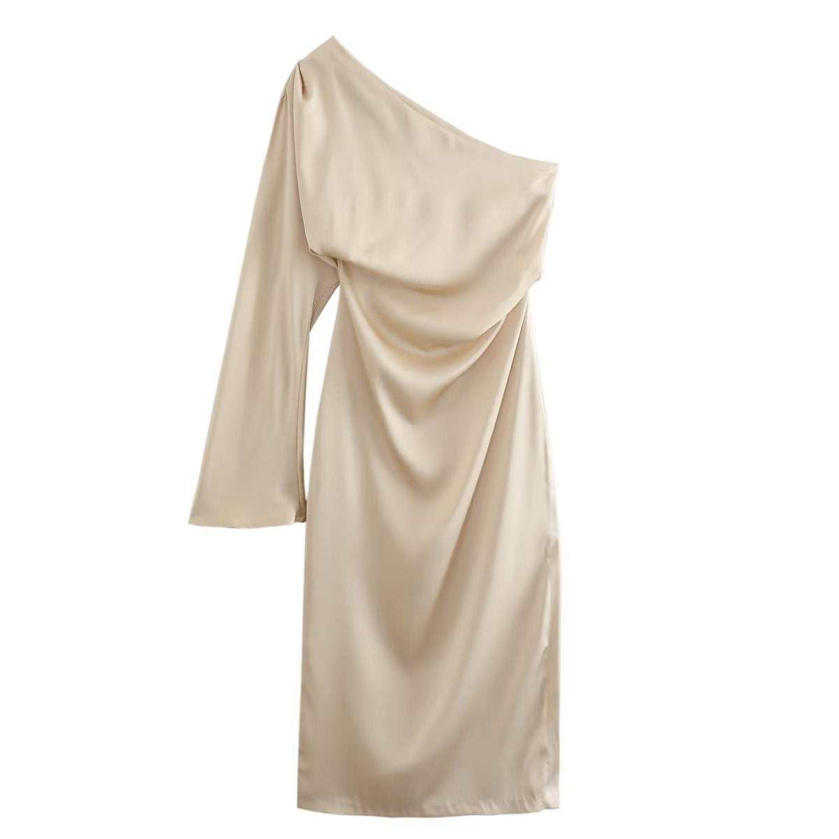 Asymmetric Silk Satin Split Dress photo 6