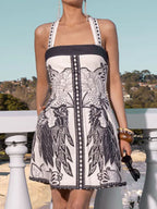 Printed Back Smocked Sleeveless Mini Dress (2)