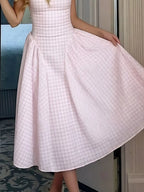 Full Size Plaid Square Neckline Midi Dress Plus (6)
