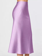High-waisted Satin Midi Skirt (36)
