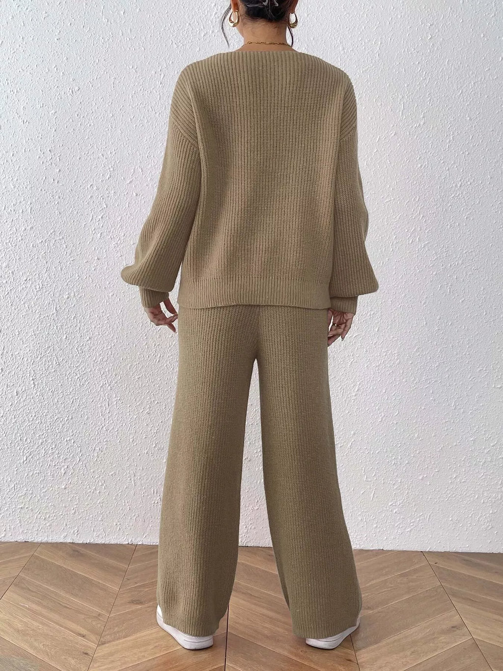 V-neck Sweater Pants Set (5)