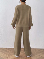 V-neck Sweater Pants Set (5)