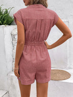 Striped Notched Tie Waist Romper (16)