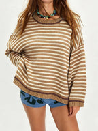 Oversized Striped Dropped Shoulder Sweater (8)