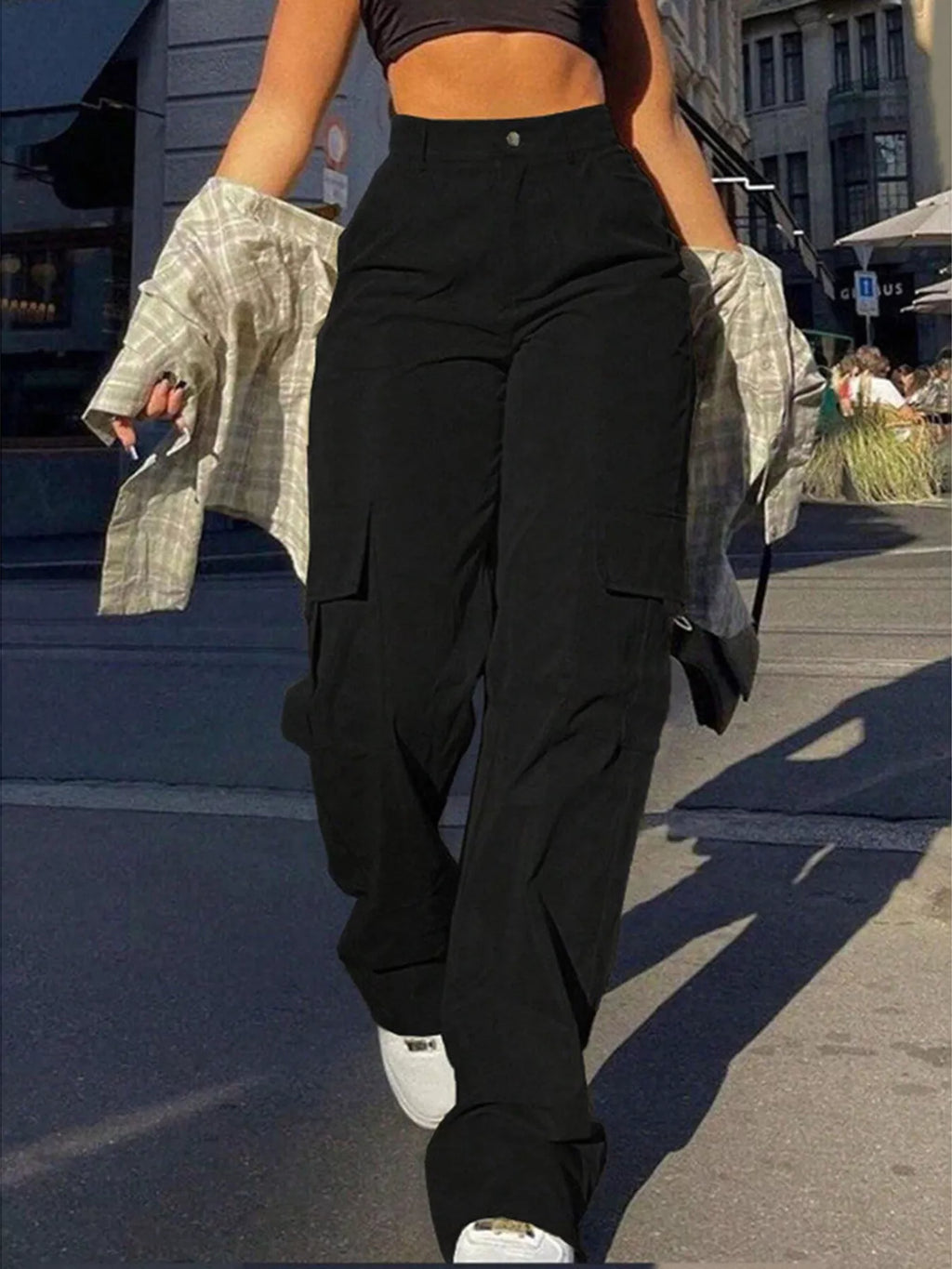 Full Size High-waisted Cargo Pants Plus