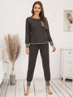 Round Neck Top Pants Lounge Set