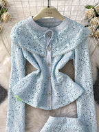 Lace Button Up Top Skirt Set (11)