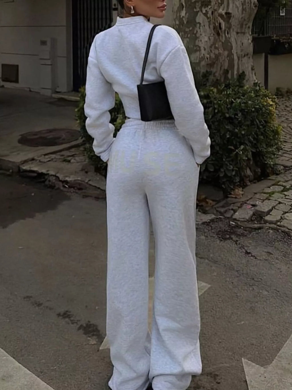 Zip-up Crop Jacket Wide-leg Pants Set (21)