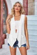 Eyelet Open Front Sleeveless Cardigan (9)