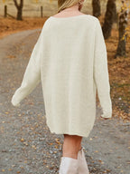 V-neck Dropped Shoulder Sweater Dress (5)