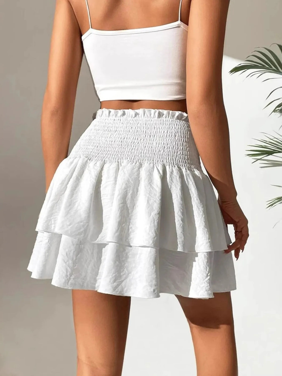 Smocked Layered Mini Skirt (7)
