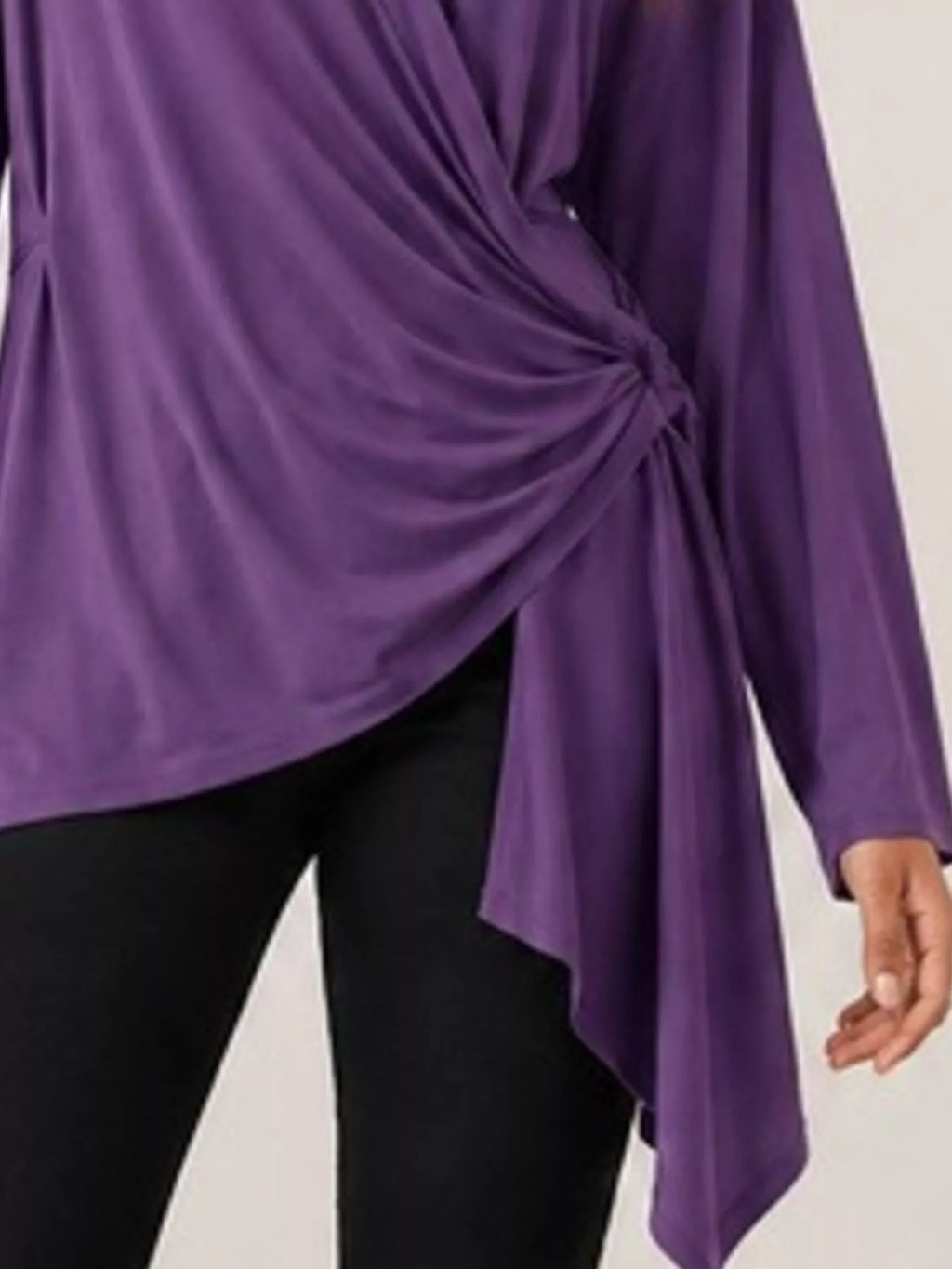 Long Sleeve Wrap T-shirt Side Knot Detail (3)