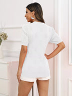 V-neck Short Sleeve Knit Top (7)