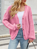 Cable Knit Button-up Cardigan (14)