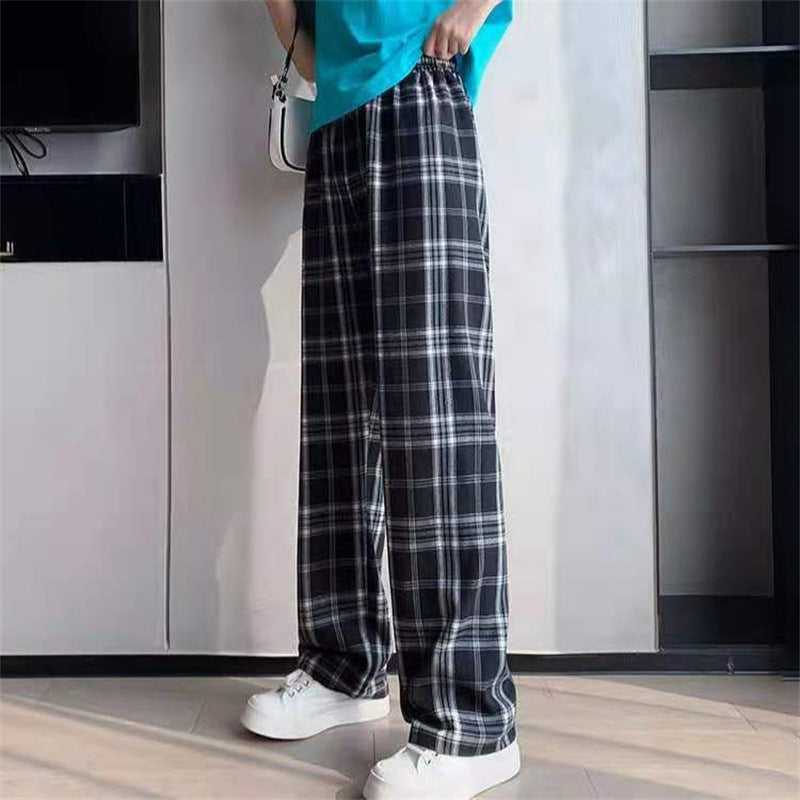 Plaid Wide Leg Pants Casual variant CJKT135150106FU