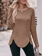 Ribbed Knit Long Sleeve T-shirt (22)