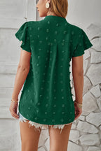 Swiss Dot Notched Cap Sleeve T-shirt (6)