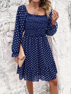 Smocked Polka Dot Long Sleeve Dress (2)