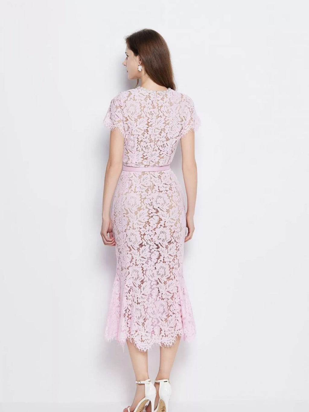 Lace Short Sleeve Mermaid Dress (6)