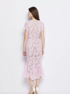 Lace Short Sleeve Mermaid Dress (6)