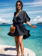 Surplice Half Sleeve Mini Dress (2)