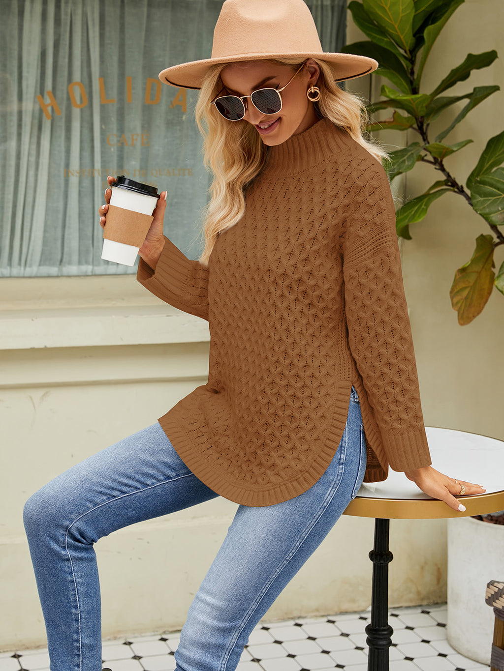 Mock Neck Slit Sweater (8)