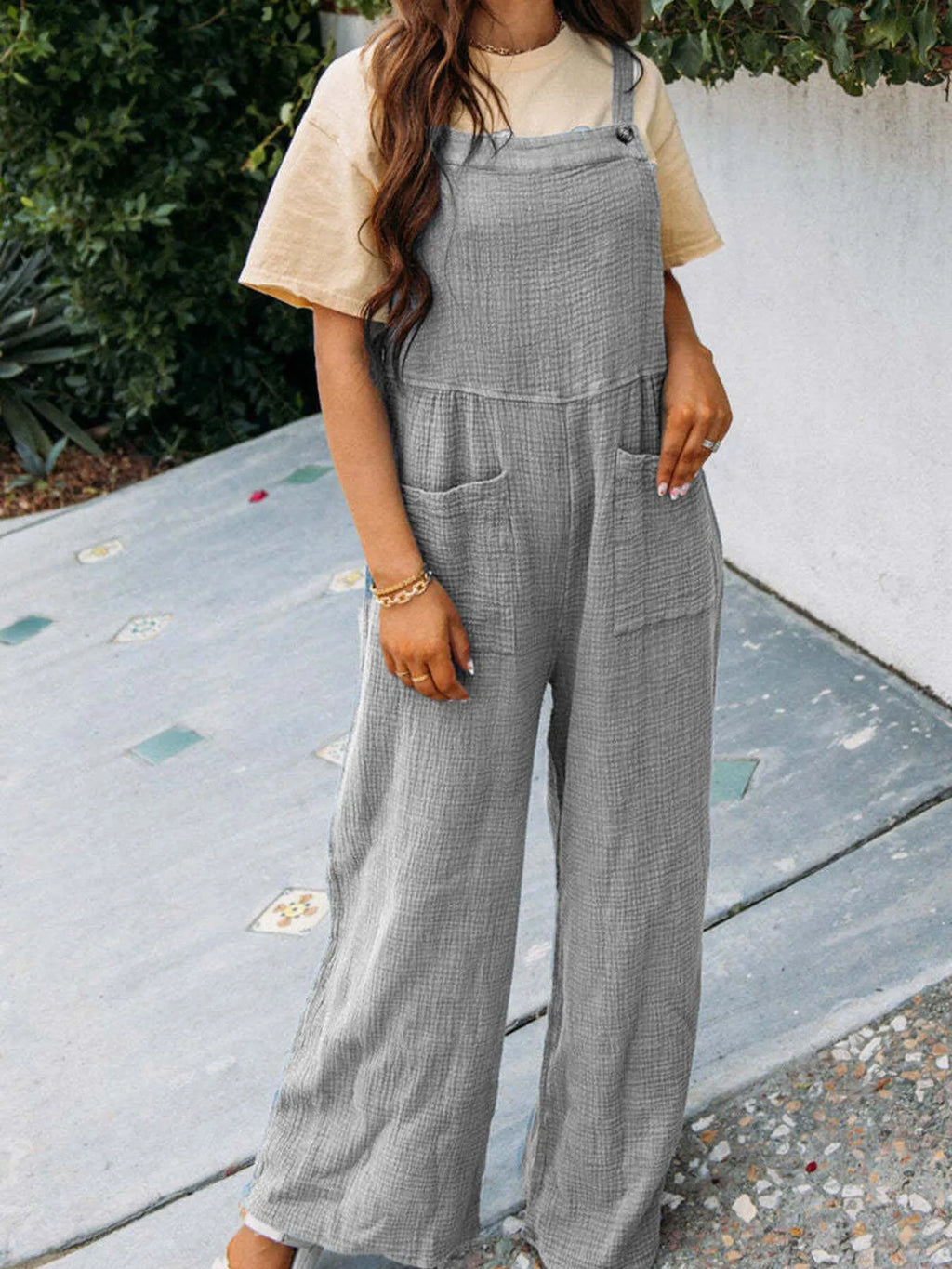 Full Size Casual Wide Leg Textured Overalls Plus (12)